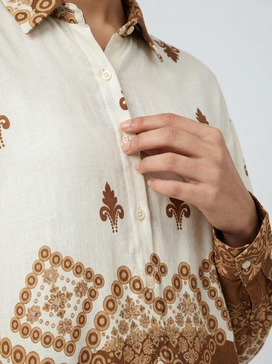 Geometric Print Button-Down Shirt