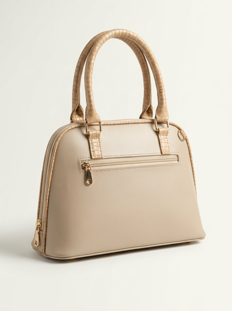 Croc-Textured Top Handle Handbag