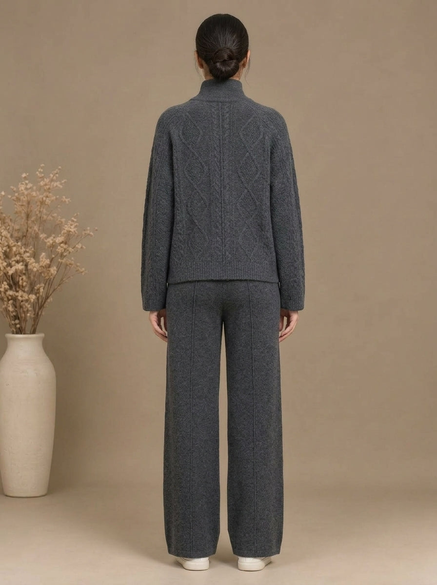 Cable-Knit High-Neck Co-Ord Set