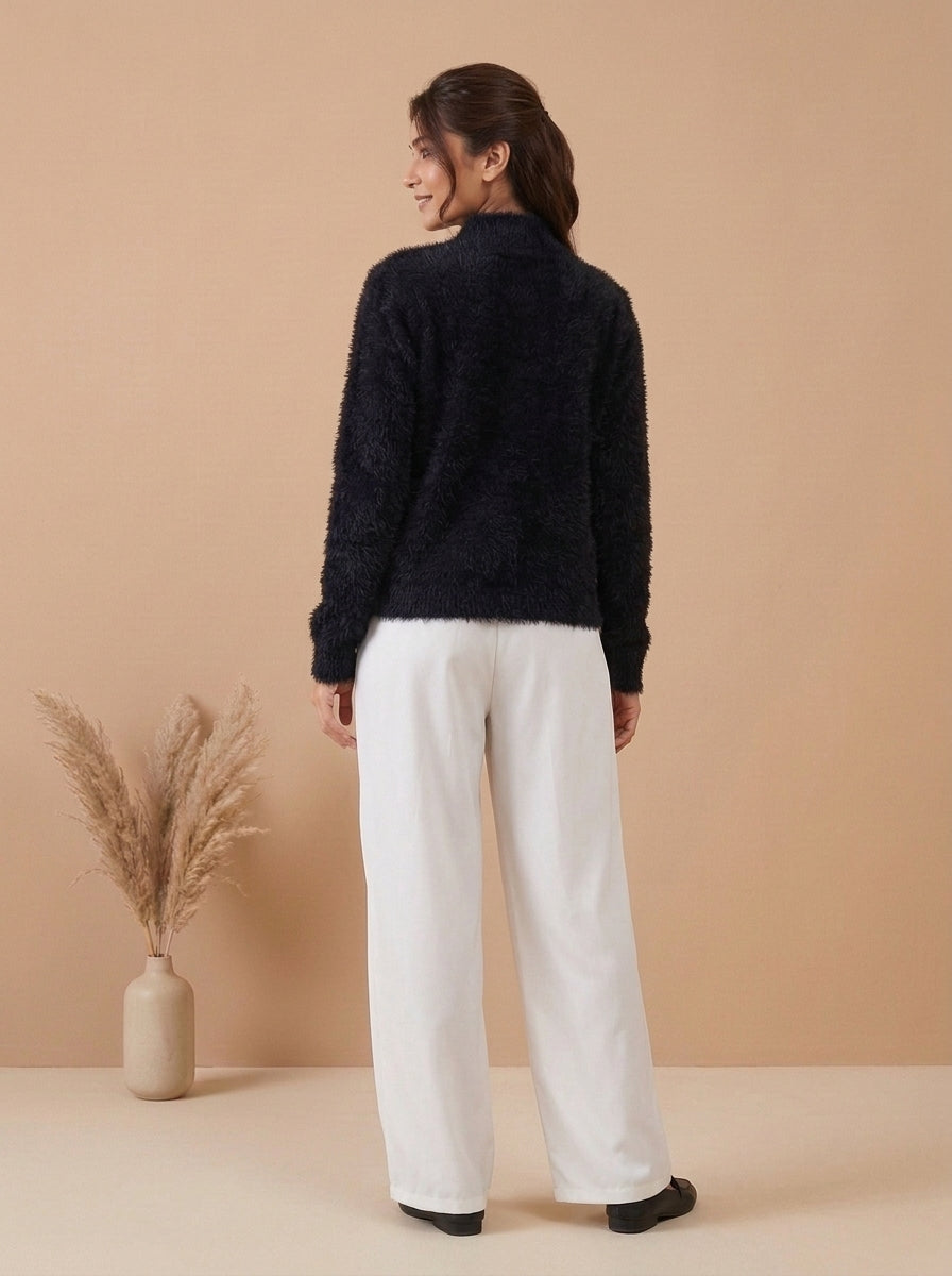 High-Waisted Side-Cargo Pleated Trousers