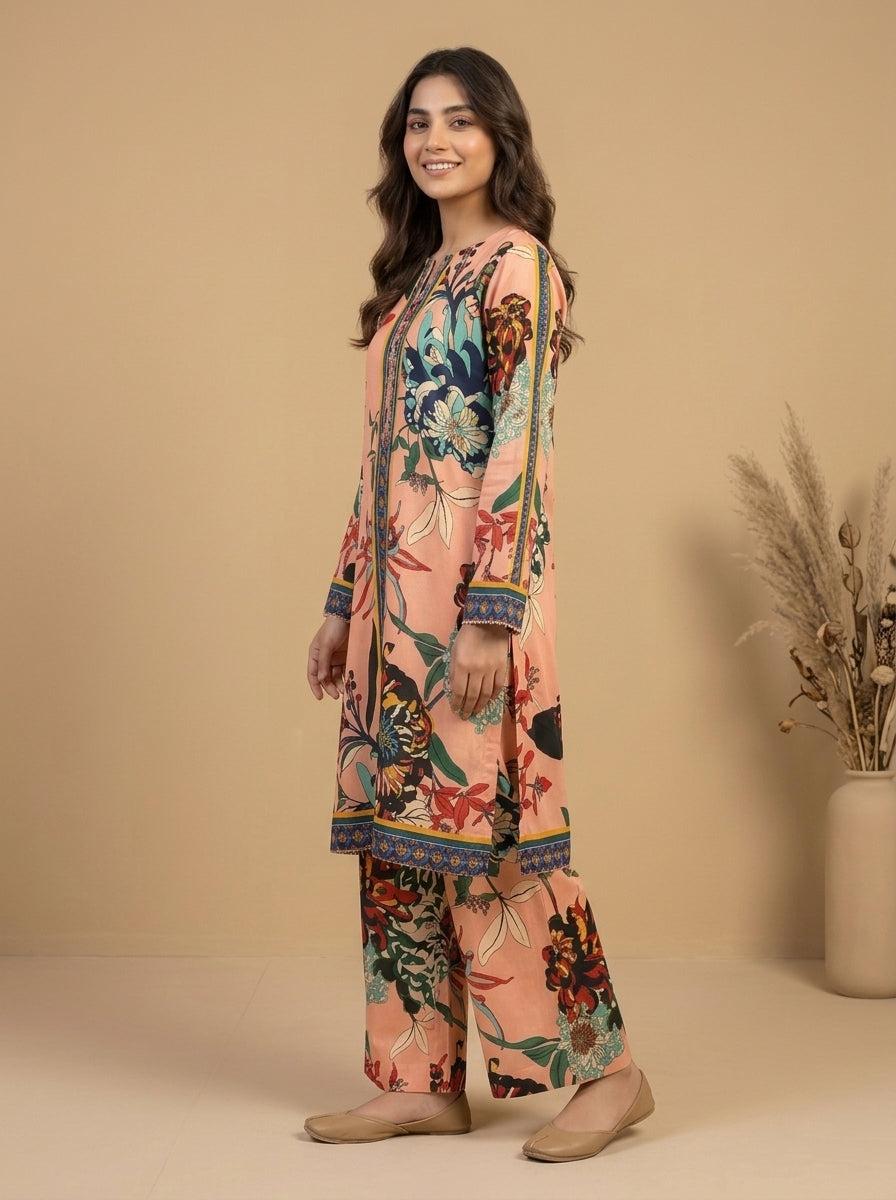 Tropical Floral Print Kameez with Matching Shalwar