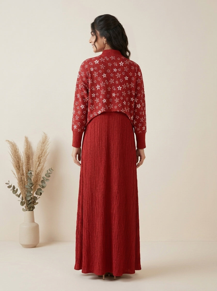 Star Print Two-Piece Layered Dress