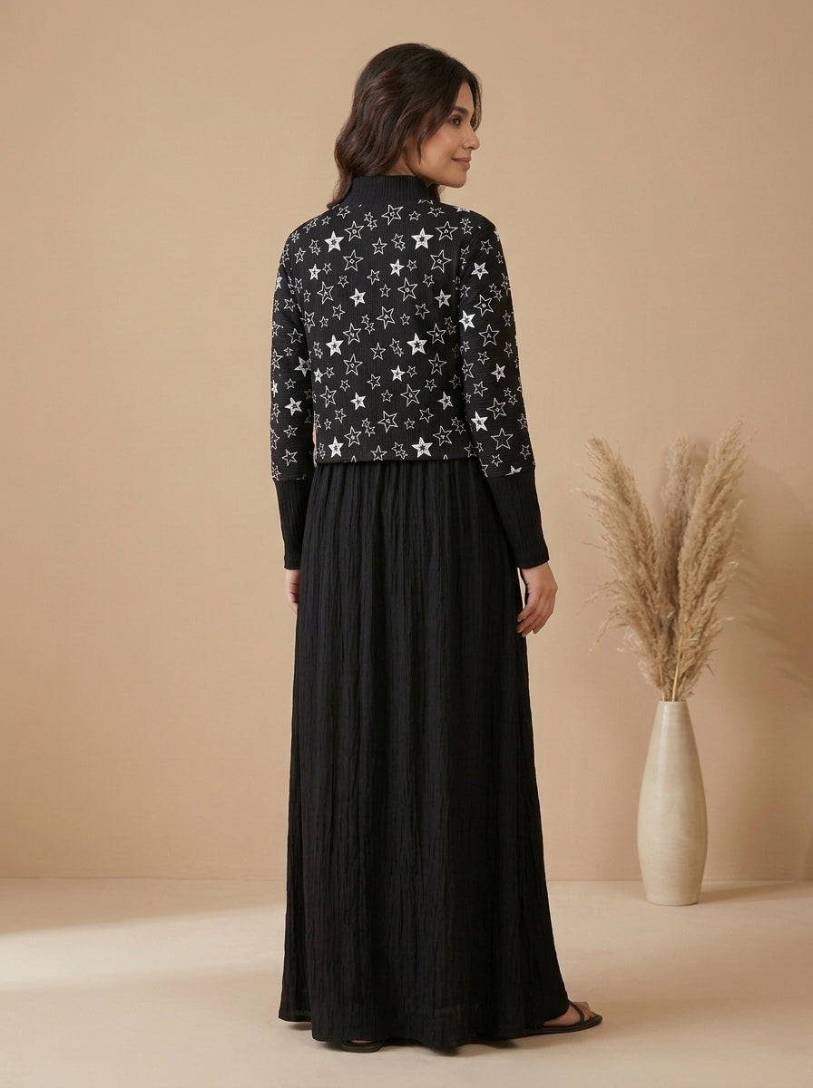 Star Print Two-Piece Layered Dress