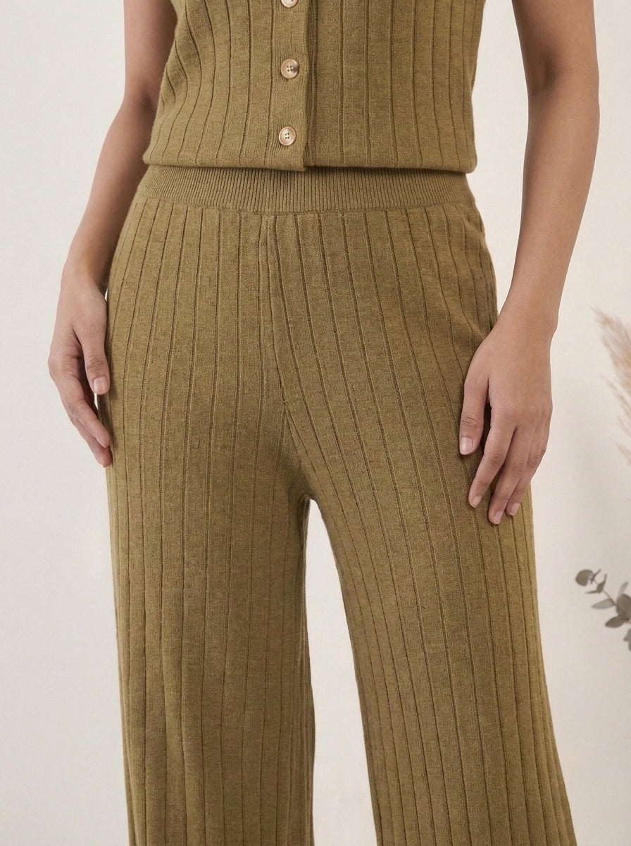 Ribbed Knit Three-Piece Layered Set