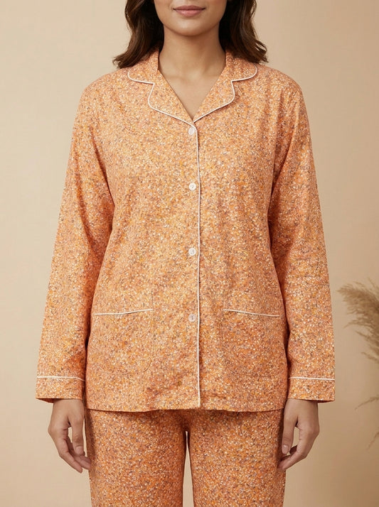 Floral Printed Sleepwear Shirt with Matching Trousers