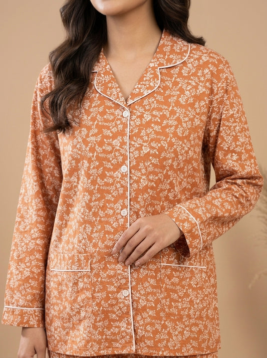 Floral Printed Sleepwear Shirt with Matching Trousers