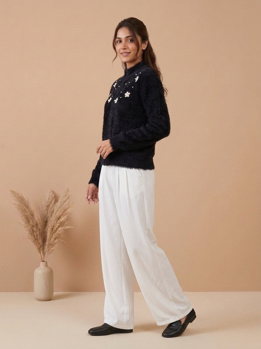 High-Waisted Side-Cargo Pleated Trousers