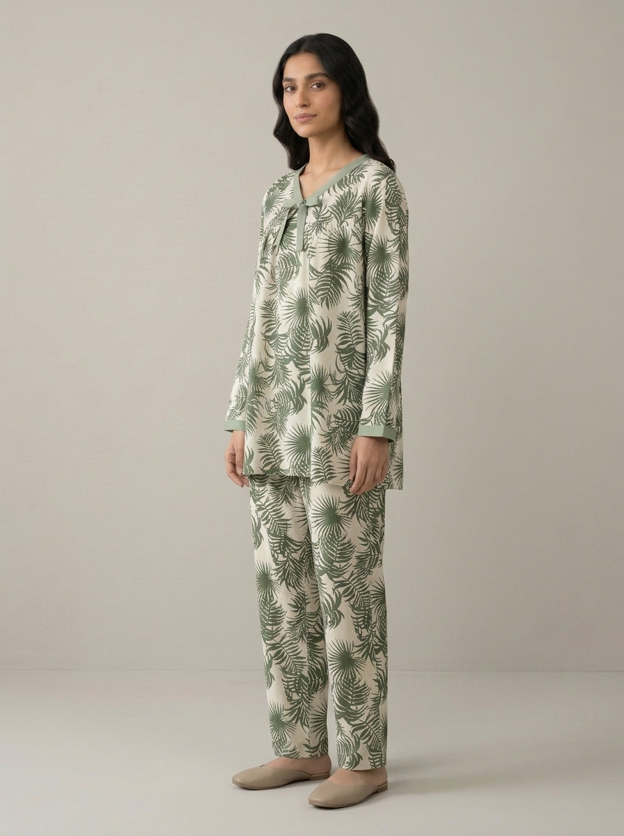 Floral Printed V-Neck Lounge Set