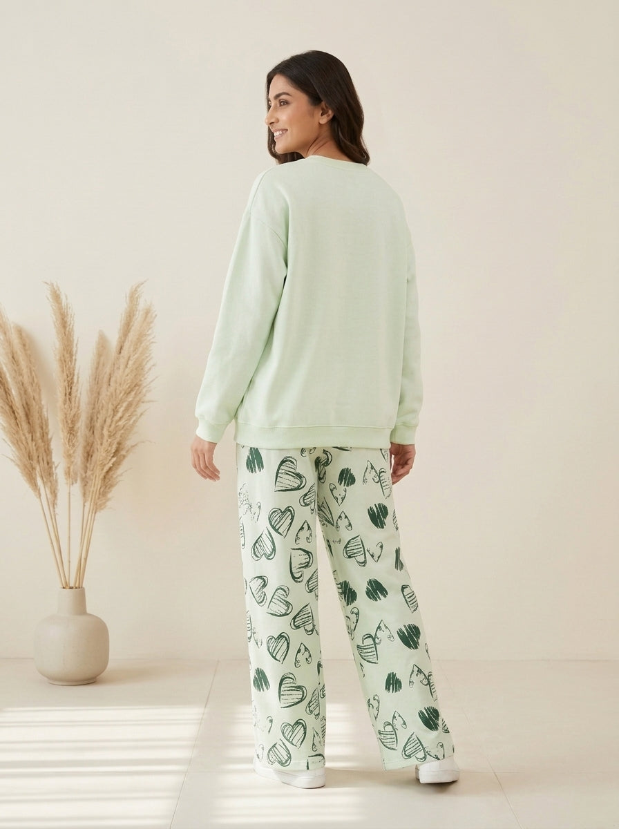Graphic Printed Sweatshirt with Heart Trousers