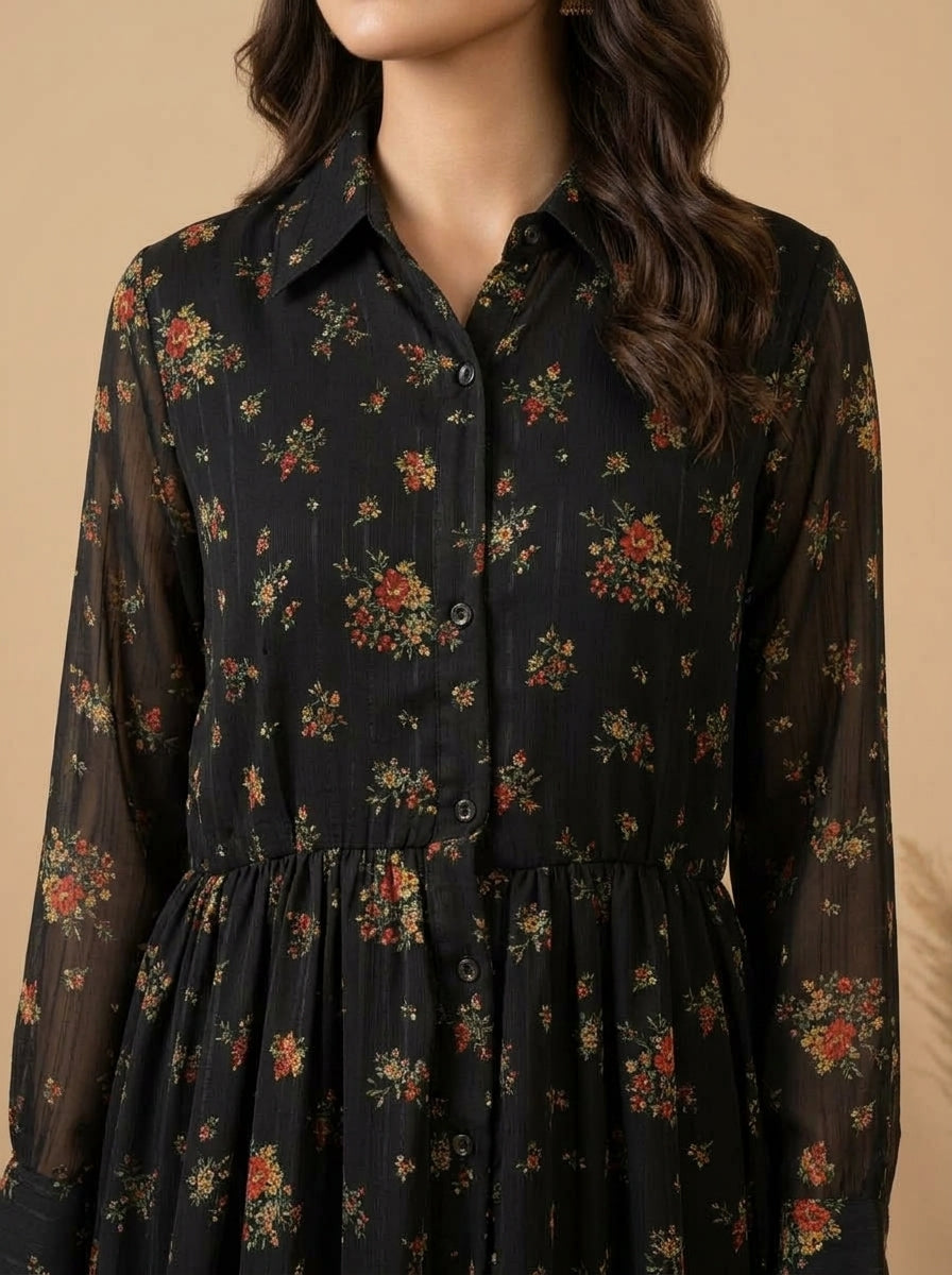 Ditsy Floral Smocked Maxi Dress