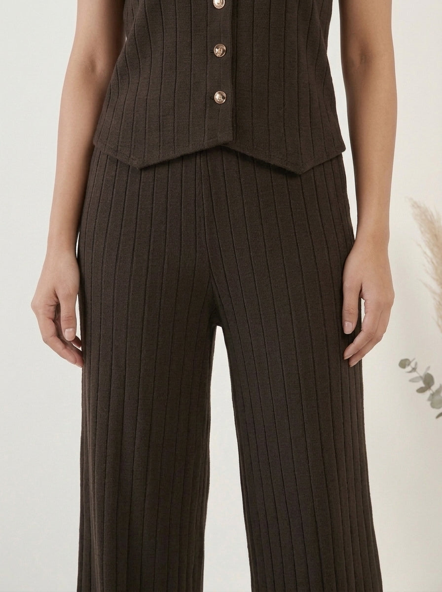 Ribbed Knit Three-Piece Layered Set
