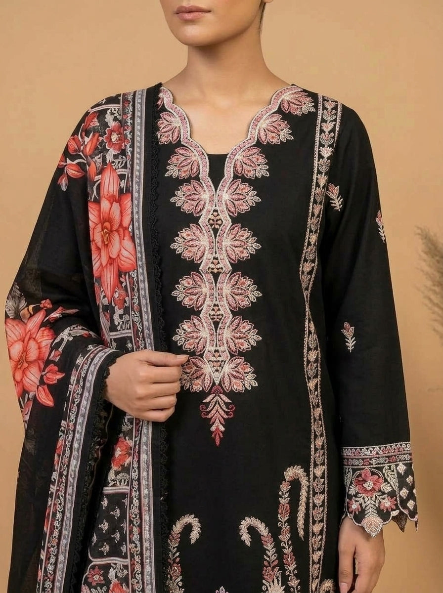 Embroidered 3-Piece Suit Set with Tassels