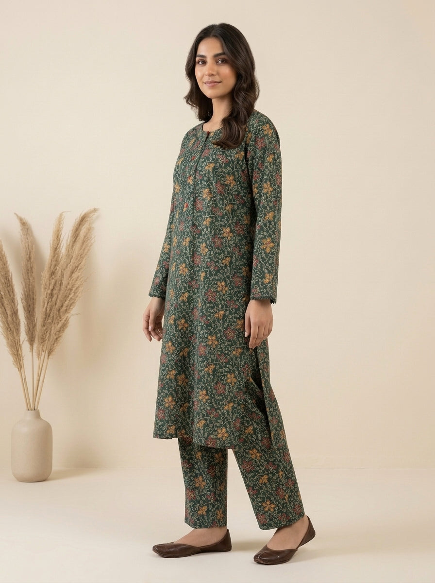 Floral Vine Printed Kameez with Matching Shalwar