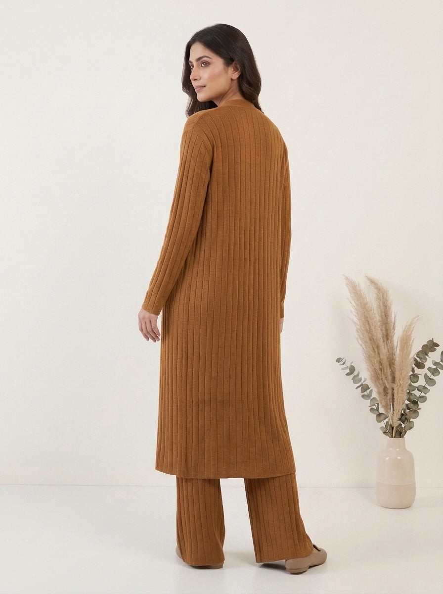 Ribbed Knit Three-Piece Layered Set