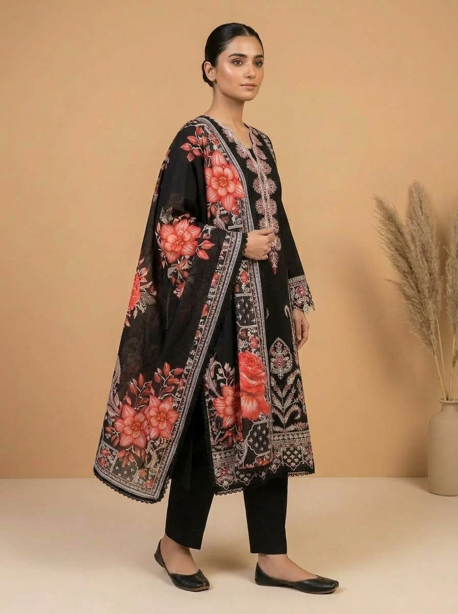 Embroidered 3-Piece Suit Set with Tassels