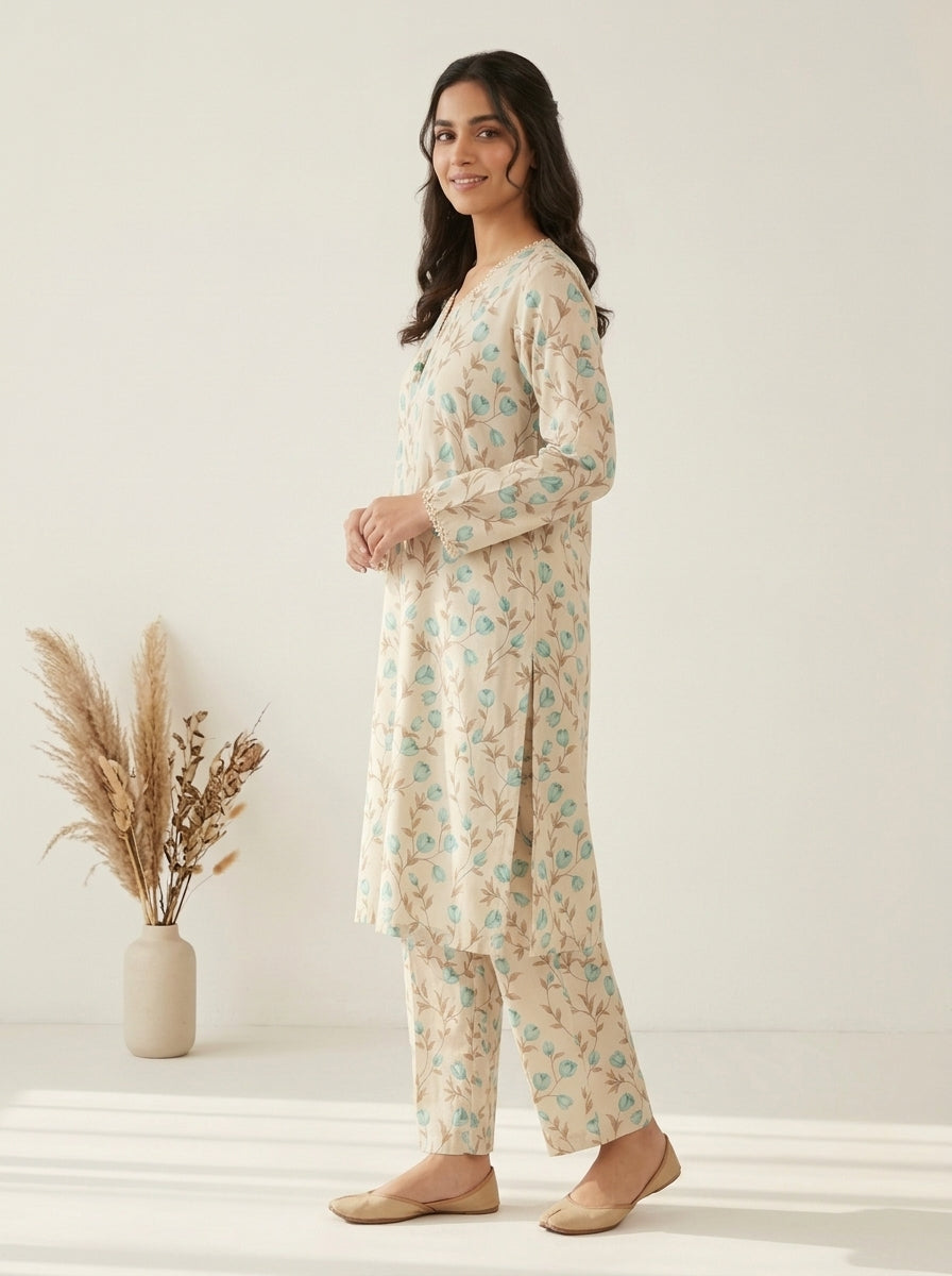 Tulip Floral Kameez with Matching Shalwar