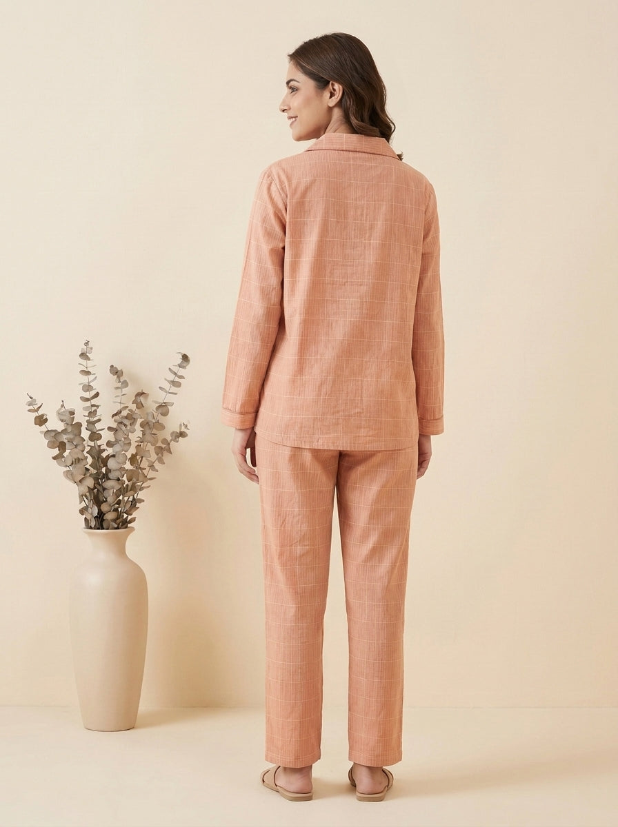 Grid Check Sleepwear Shirt with Matching Trousers
