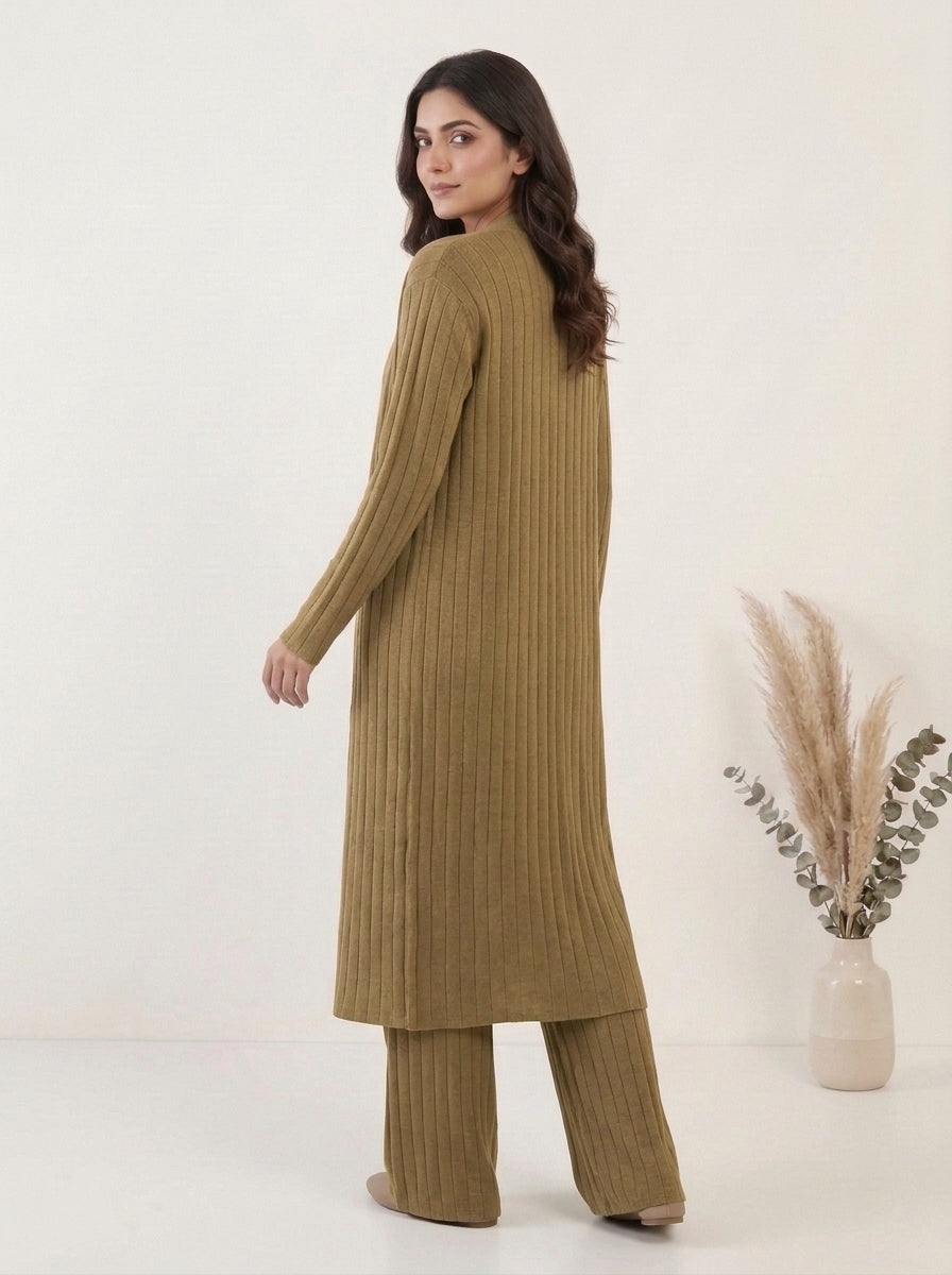 Ribbed Knit Three-Piece Layered Set