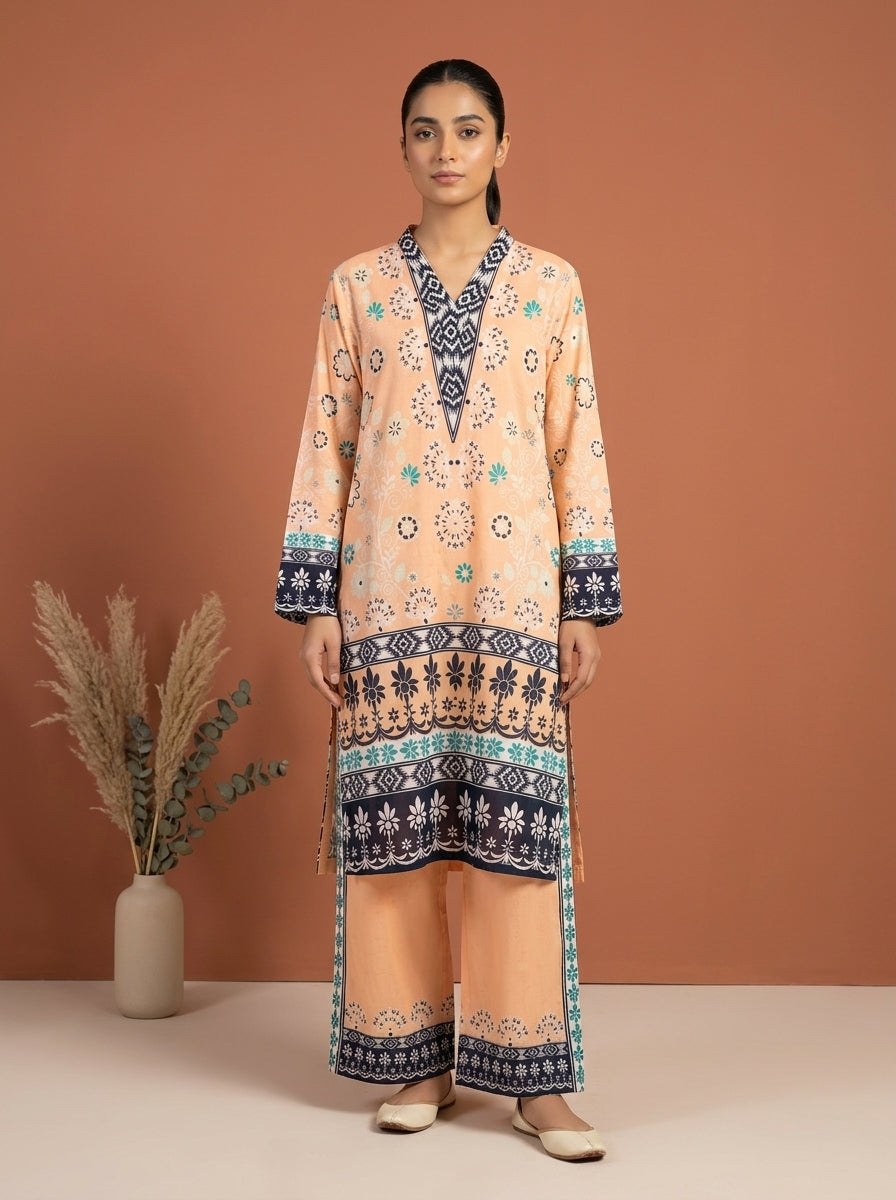 Geometric Ethnic Kameez with Matching Shalwar
