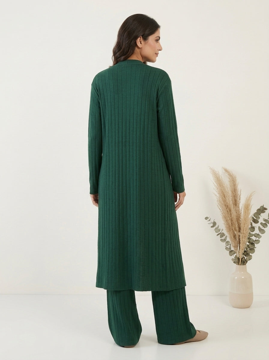Ribbed Knit Three-Piece Layered Set