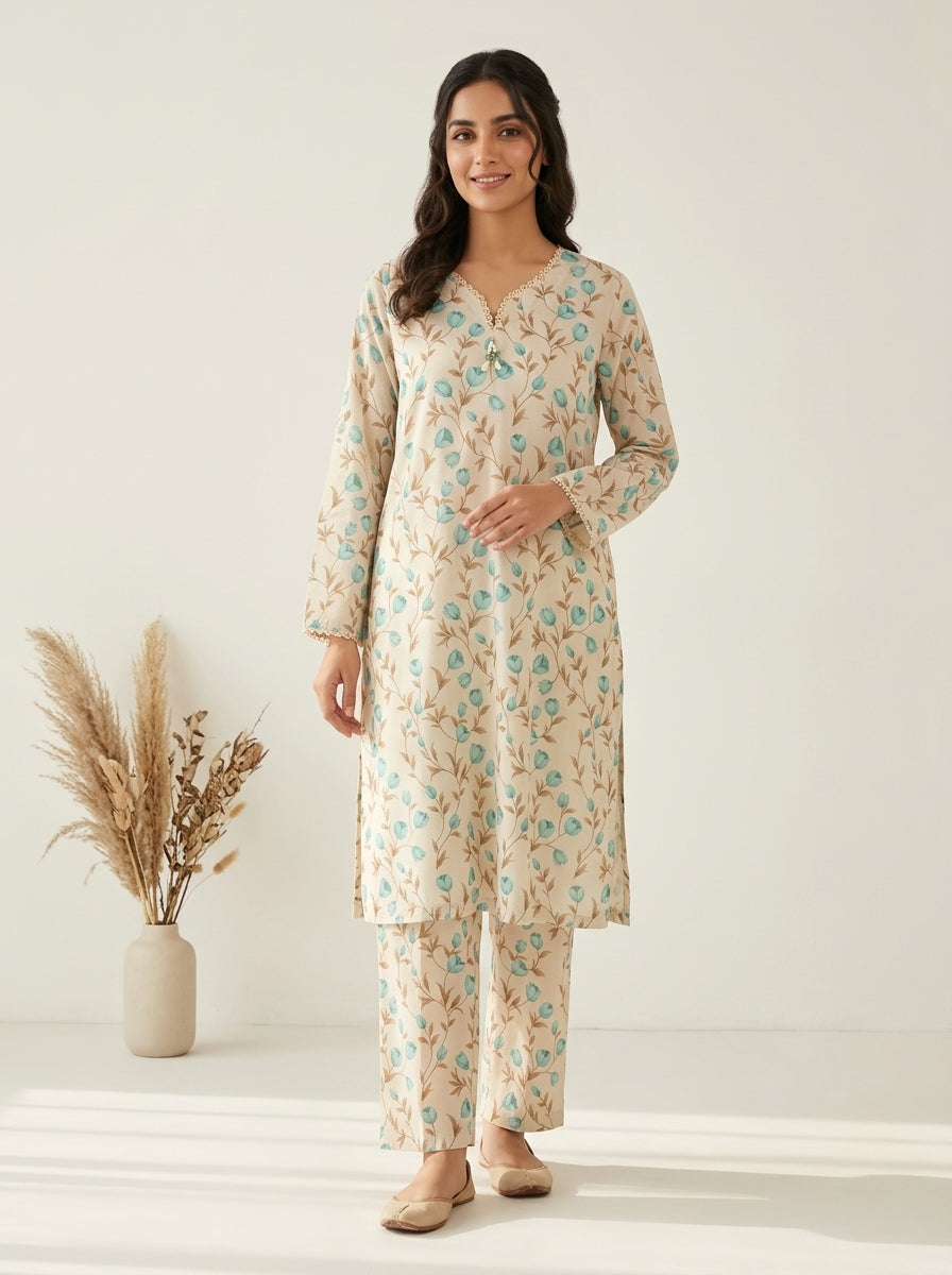 Tulip Floral Kameez with Matching Shalwar