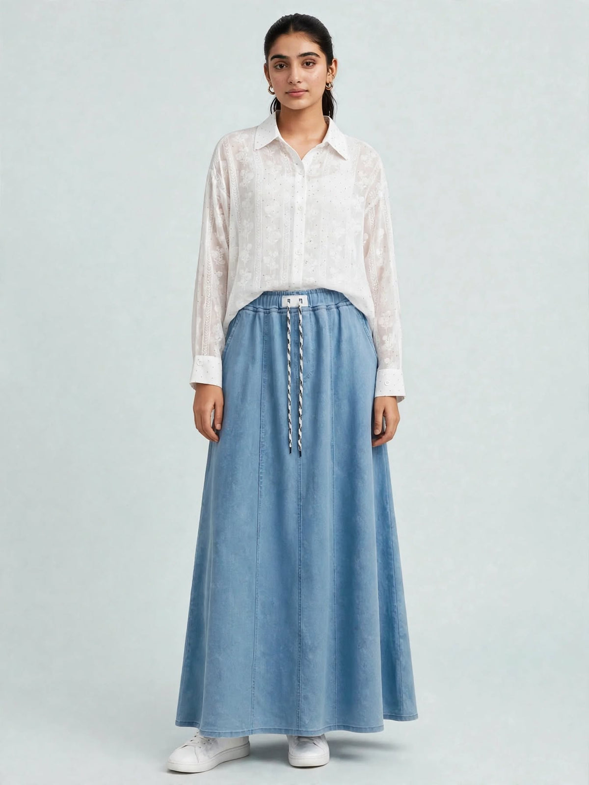 Embroidered Sequin Button-Down Shirt