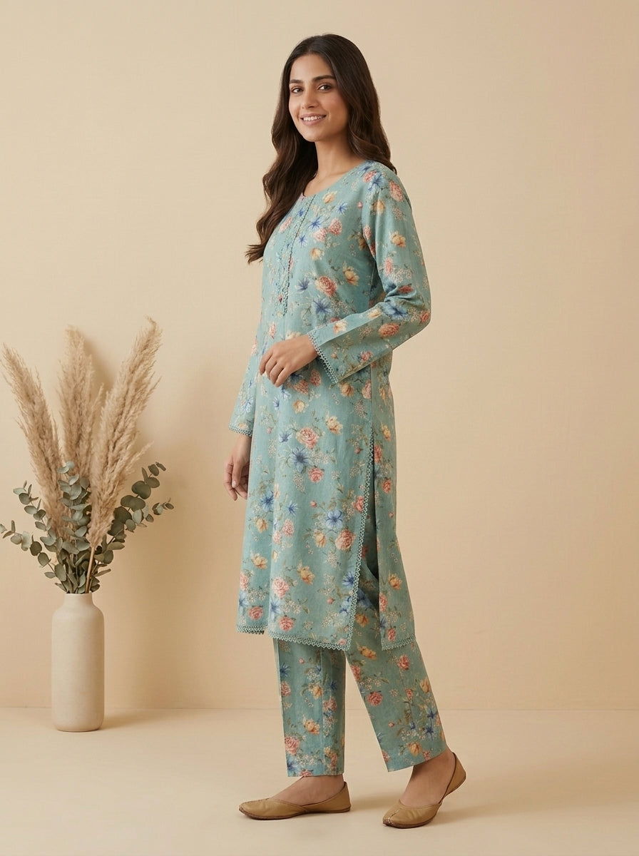 Garden Floral Kameez with Matching Shalwar