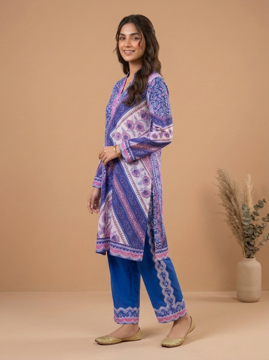 Geometric Printed Kameez with Straight Trousers