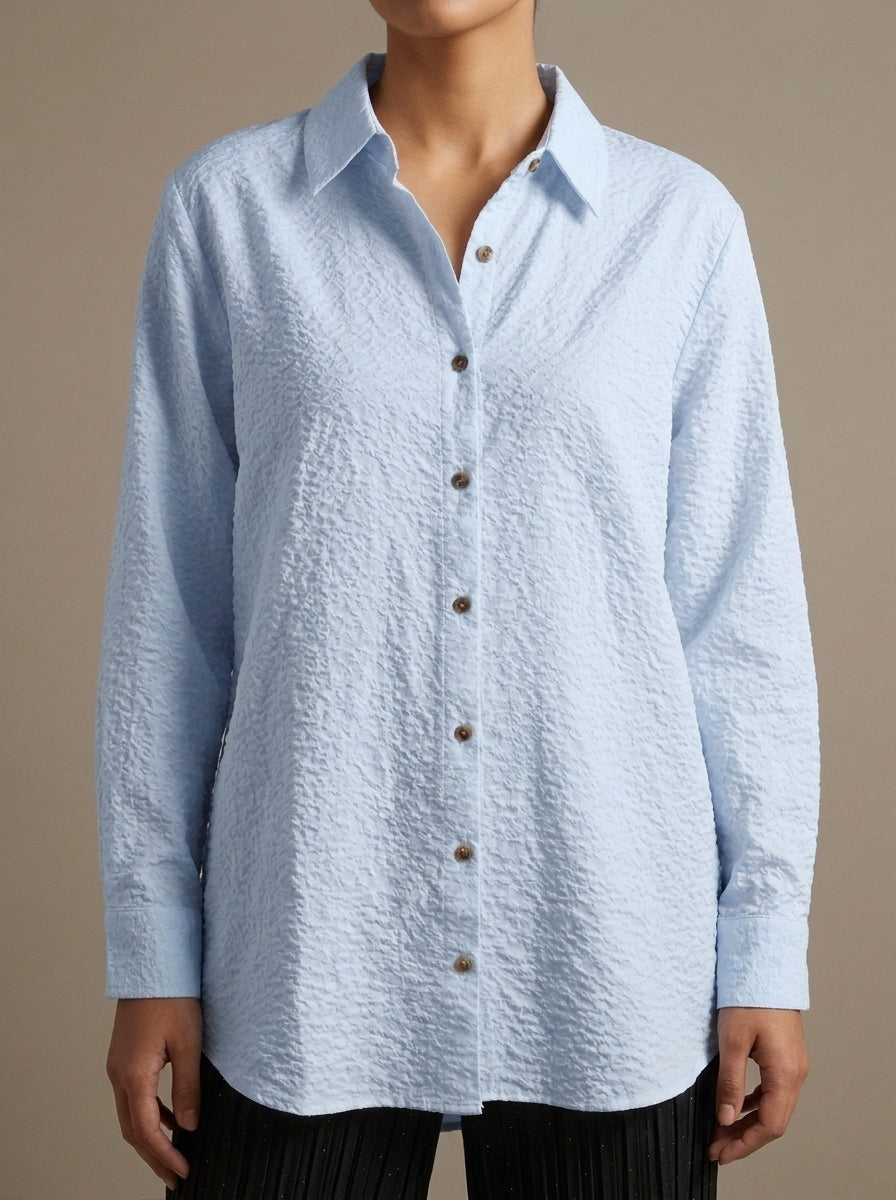Textured Button-Down Casual Shirt