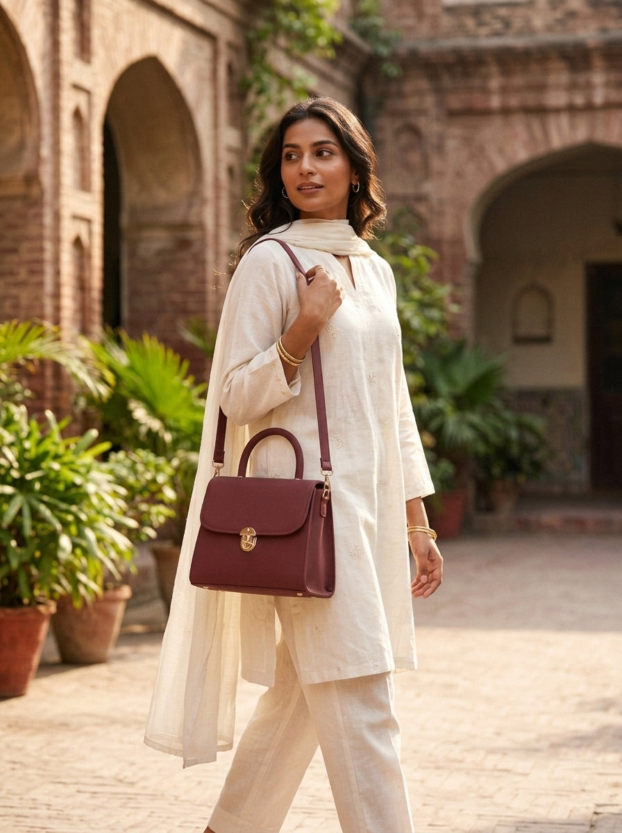 Structured Top Handle Handbag