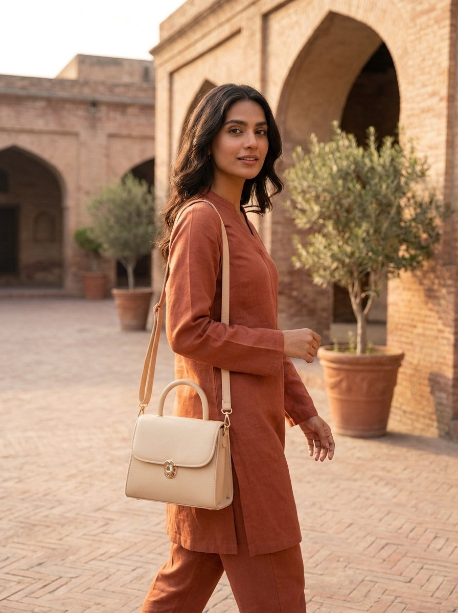 Structured Top Handle Handbag