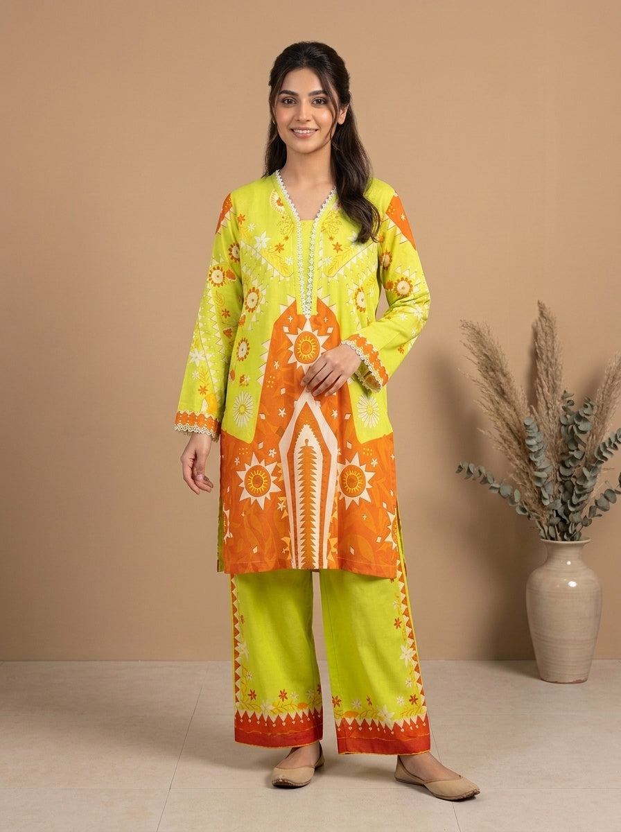 Geometric Ethnic Kameez with Matching Shalwar