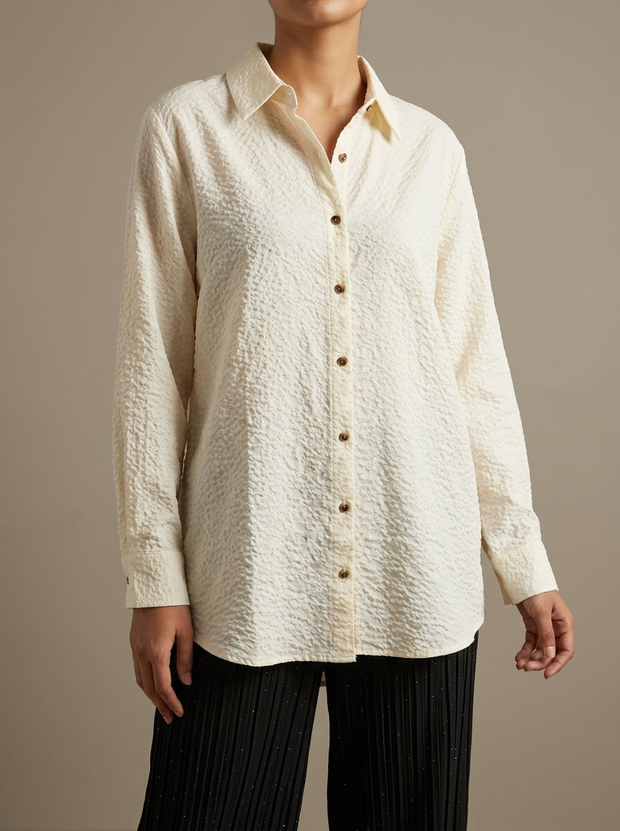 Textured Button-Down Casual Shirt