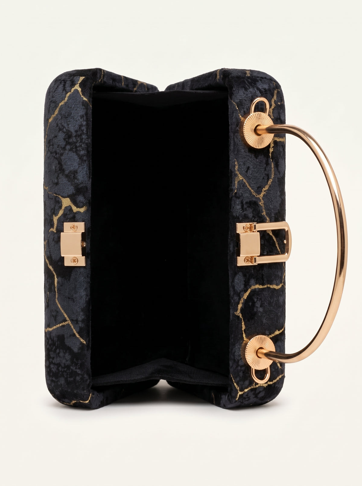 Gold Veined Velvet Evening Box Clutch