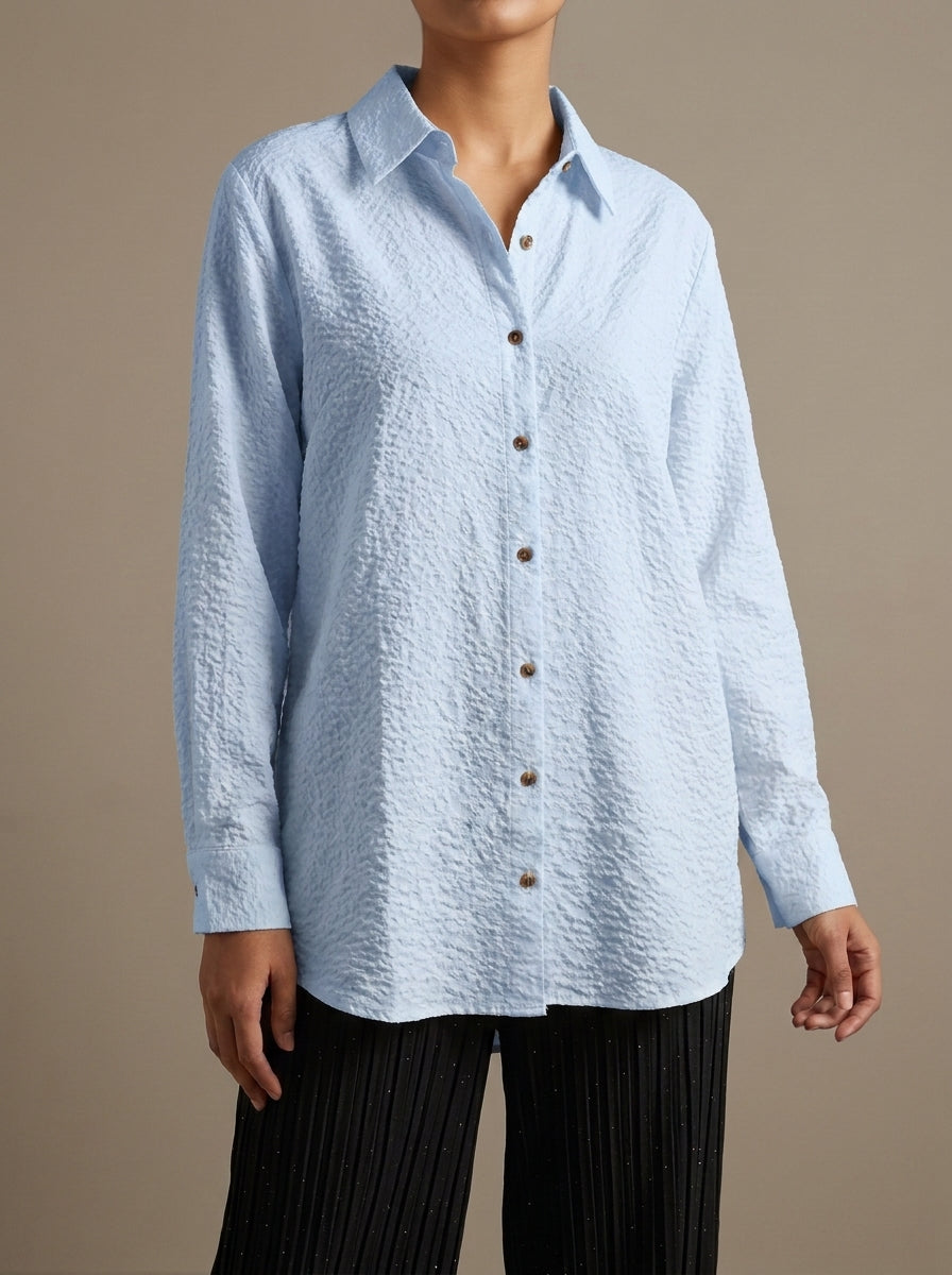 Textured Button-Down Casual Shirt