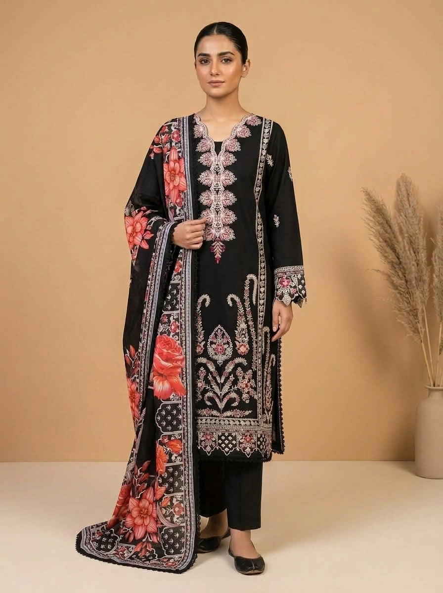 Embroidered 3-Piece Suit Set with Tassels