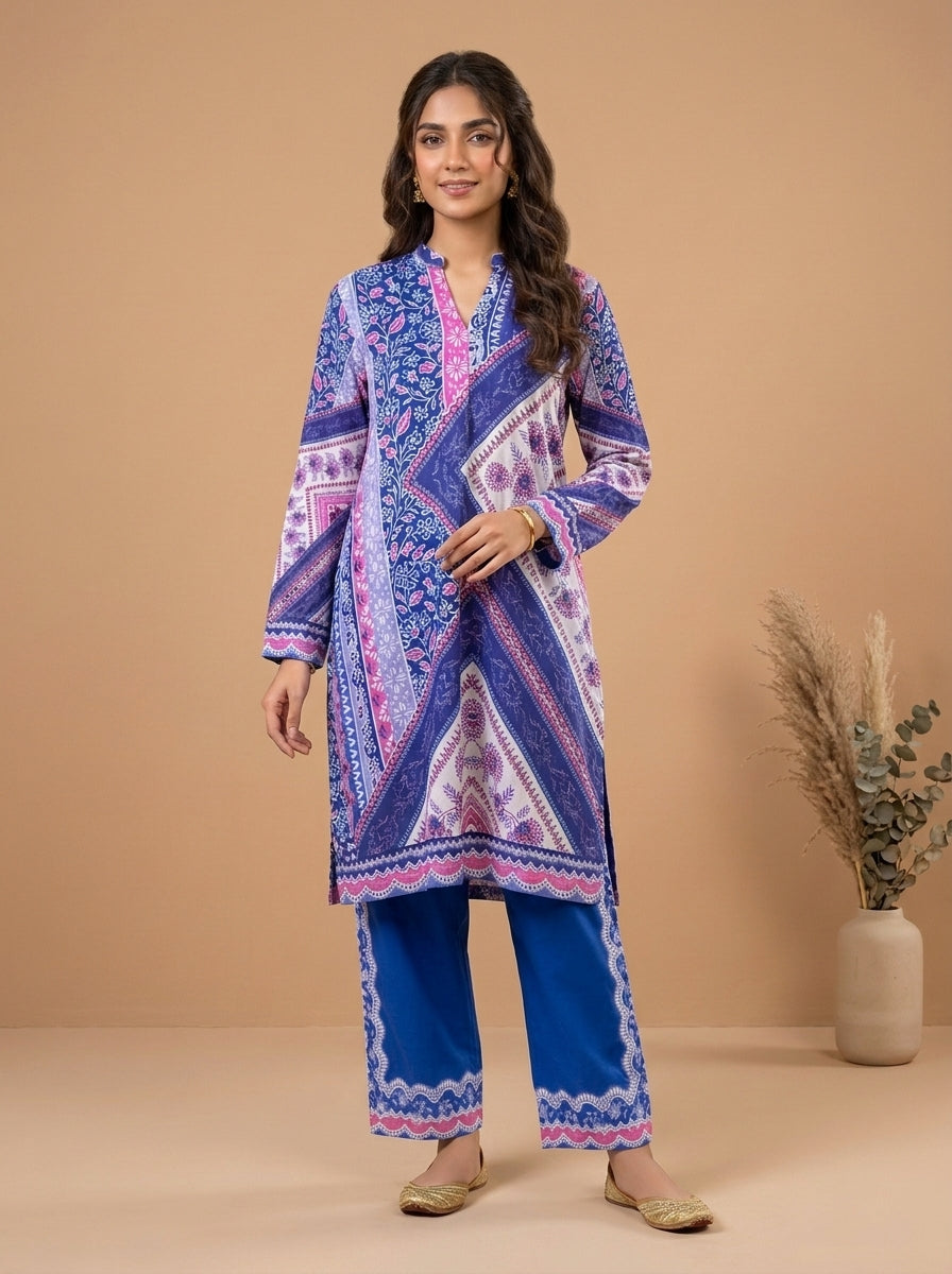 Geometric Printed Kameez with Straight Trousers