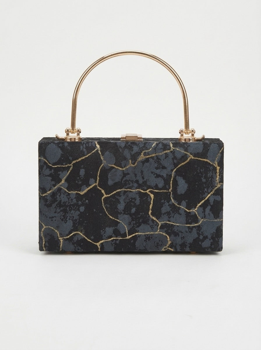 Foil Pattern Velvet Clutch Bag