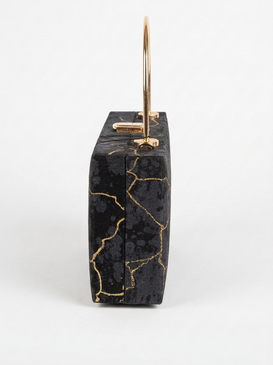 Foil Pattern Velvet Clutch Bag