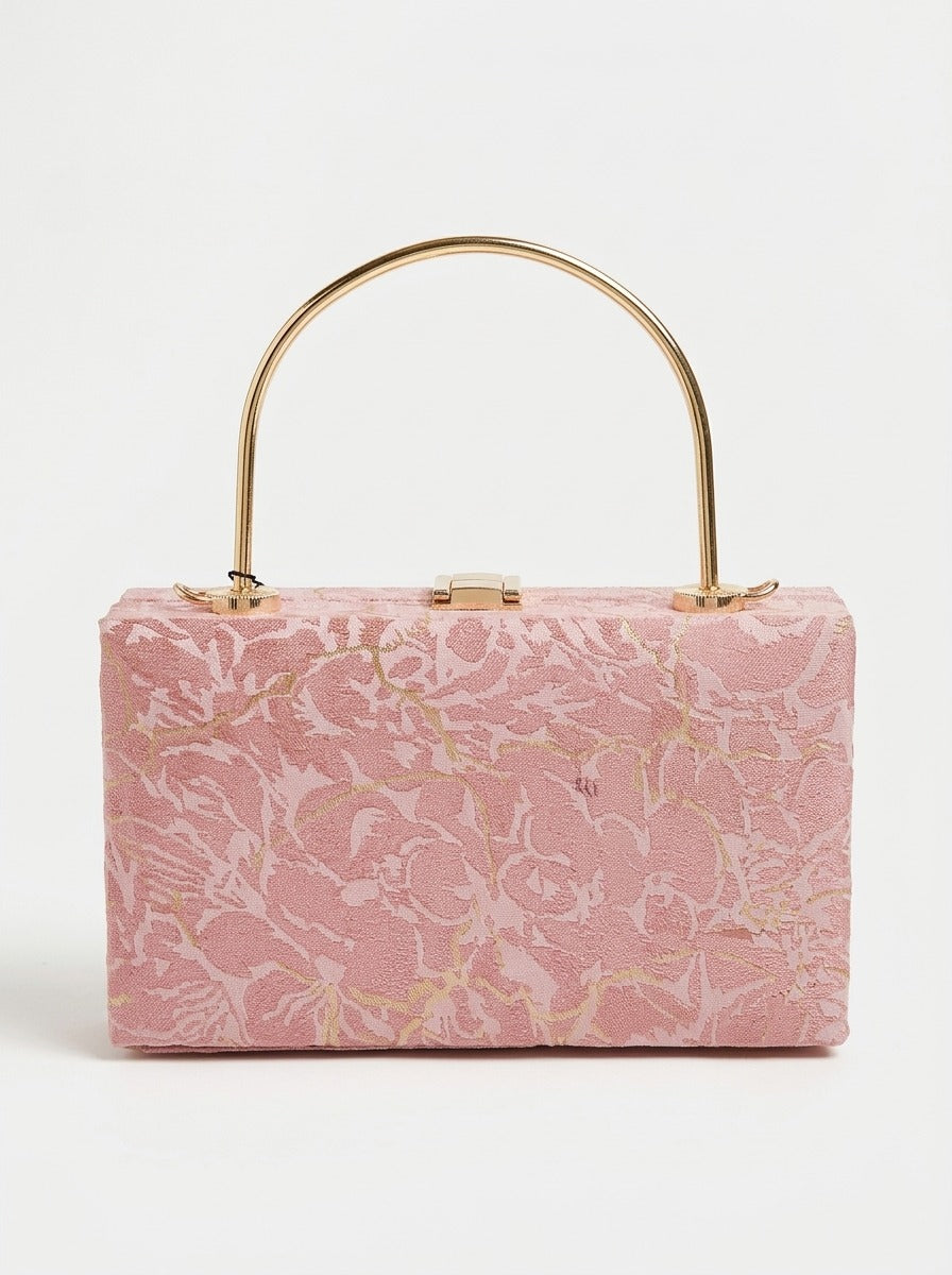 Foil Pattern Velvet Clutch Bag