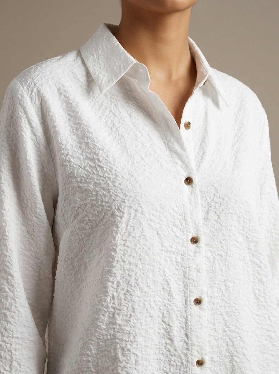 Textured Button-Down Casual Shirt