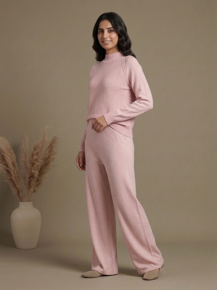 Textured High-Neck Pullover with Drawstring Trousers