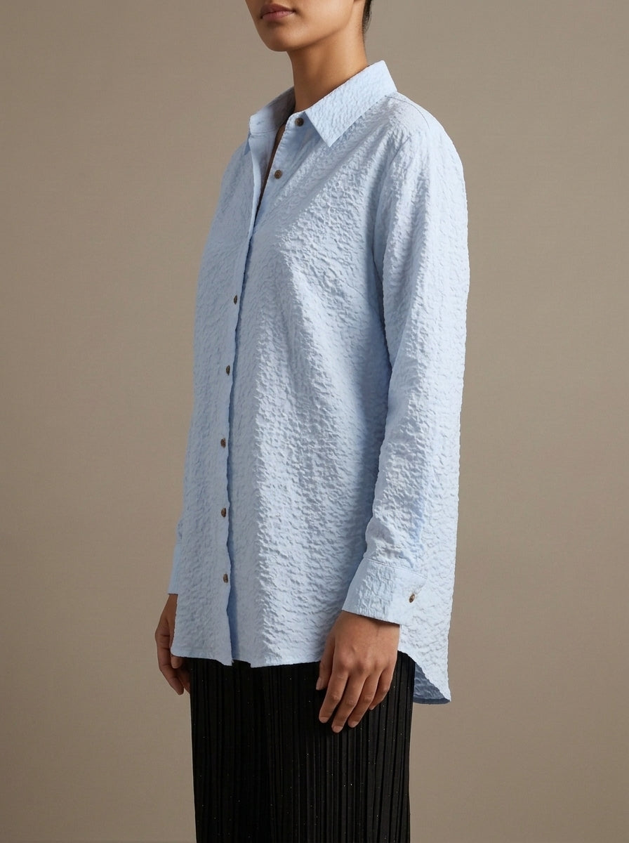 Textured Button-Down Casual Shirt