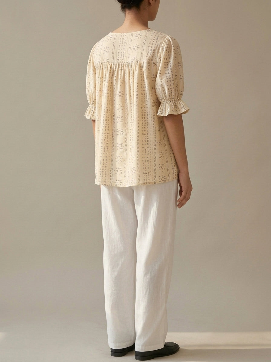 Floral Embroidered Keyhole Top