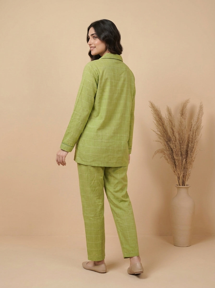 Grid Check Sleepwear Shirt with Matching Trousers