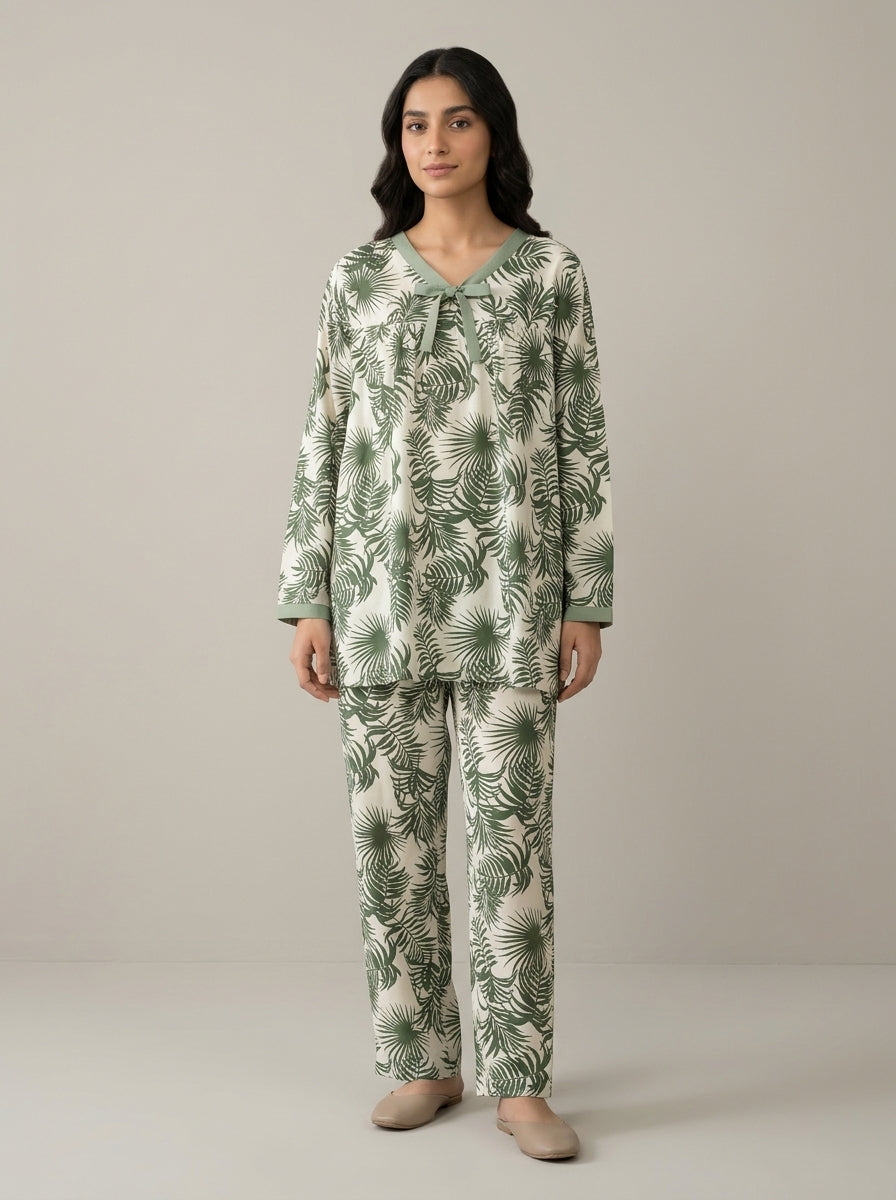 Floral Printed V-Neck Lounge Set