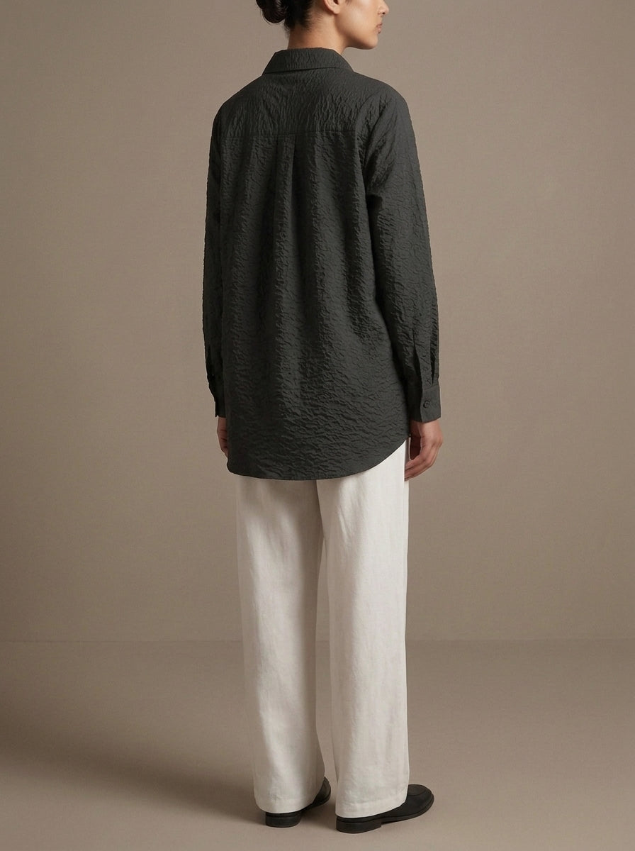 Textured Button-Down Casual Shirt
