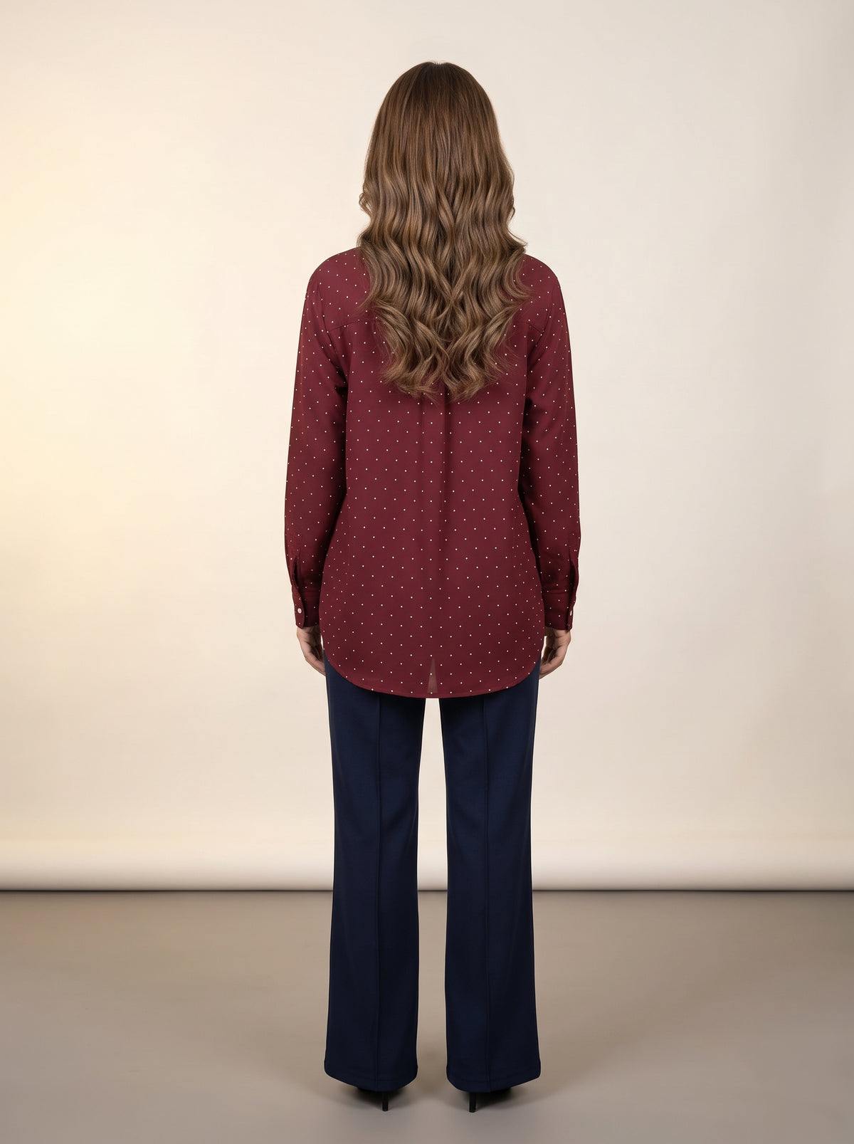 Maroon Polka Dot Shirt & Smocked Top Set