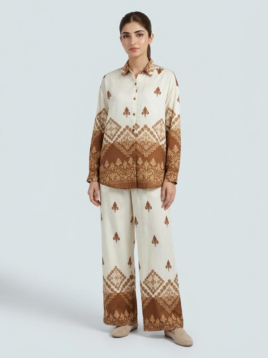 Geometric Print Button-Down Shirt