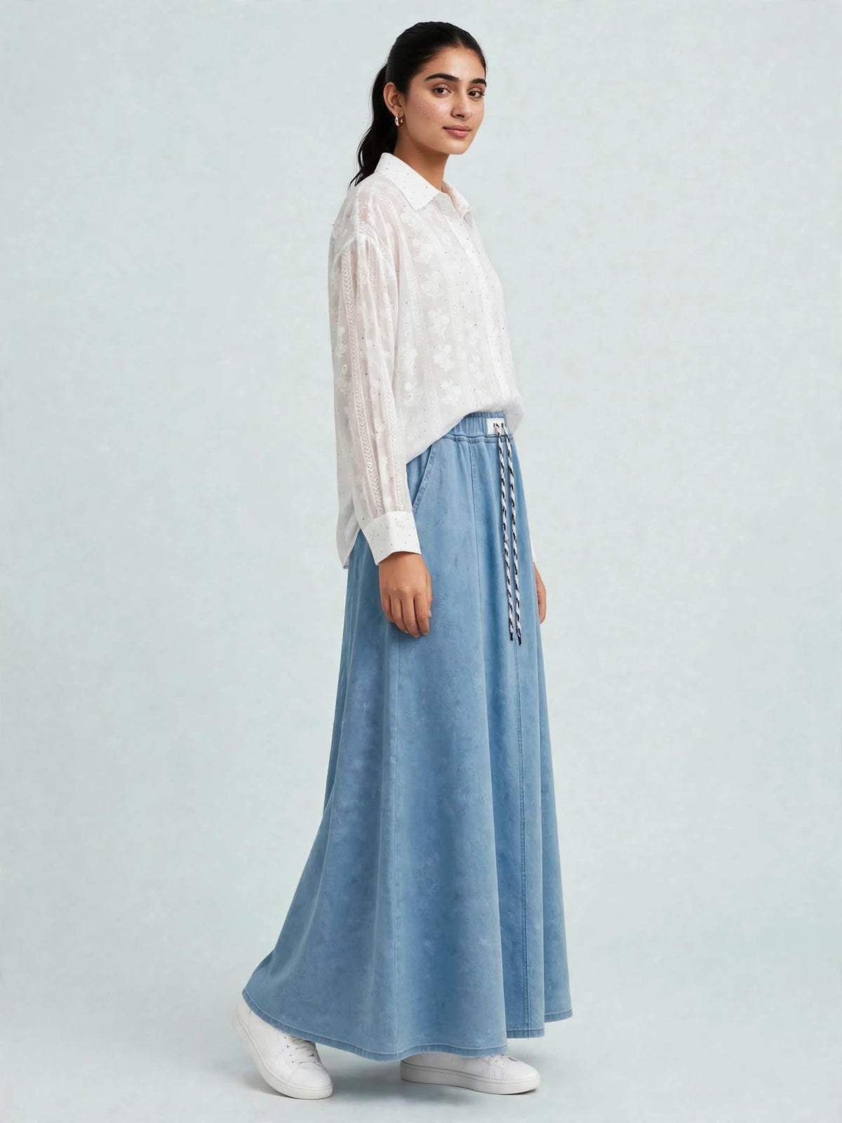 Embroidered Sequin Button-Down Shirt